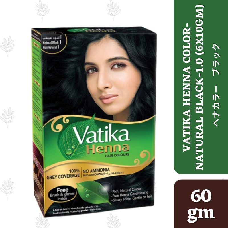 Vatika Henna Hair Color-Natural Black -1.0 (6x10gm)
